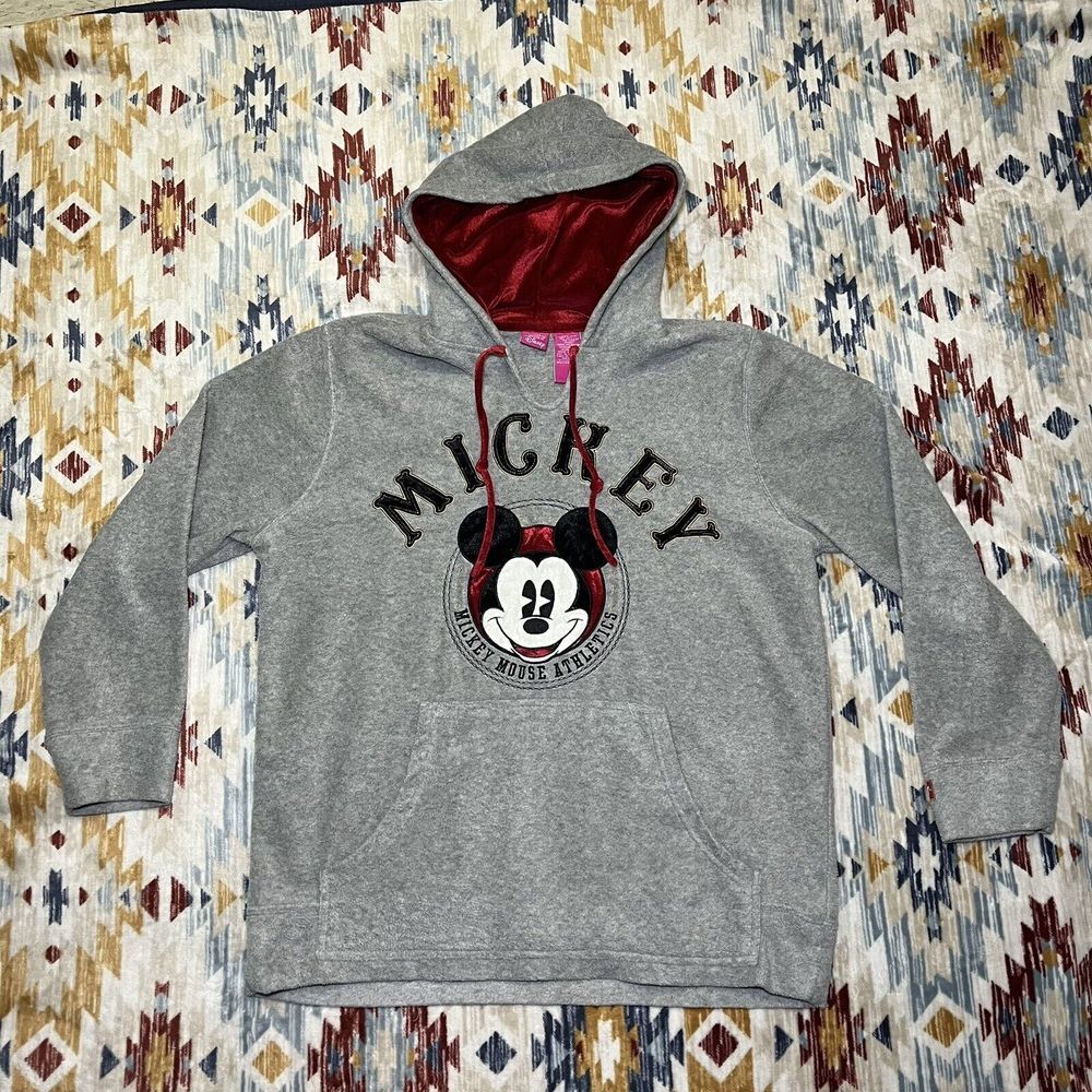 Disney Hoodie Women 1X Plus Mickey Mouse Athletics Gray Sweatshirt Resort Cruise